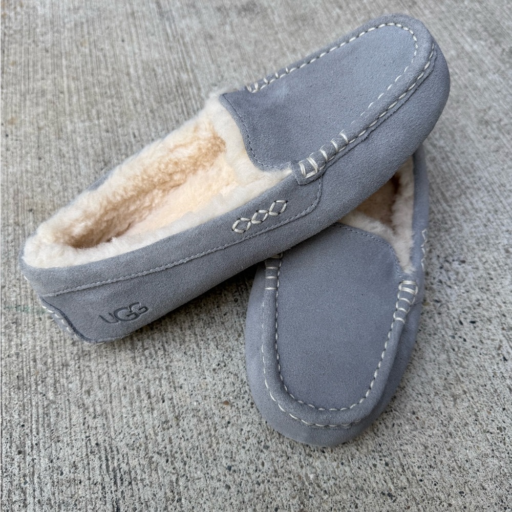 UGG Gray Shearling Lined Moccasins